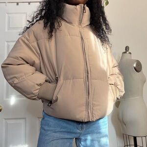 Women's Tan Puffer Jacket